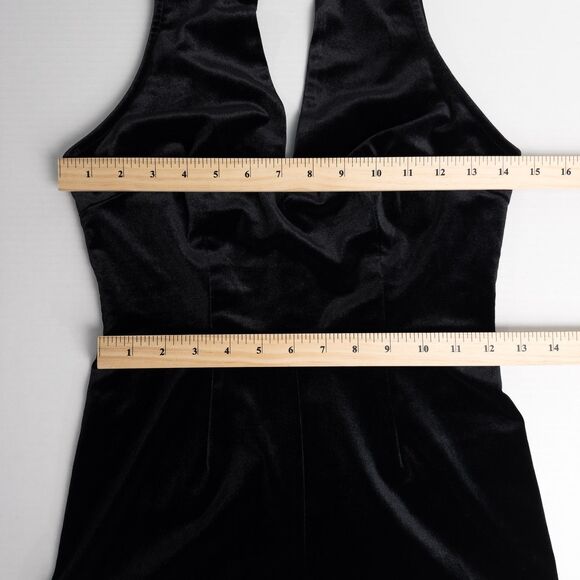 Forever 21 Velvet Sleeveless Romper Womens Small Black Choker Lace Back Party - Picture 6 of 16